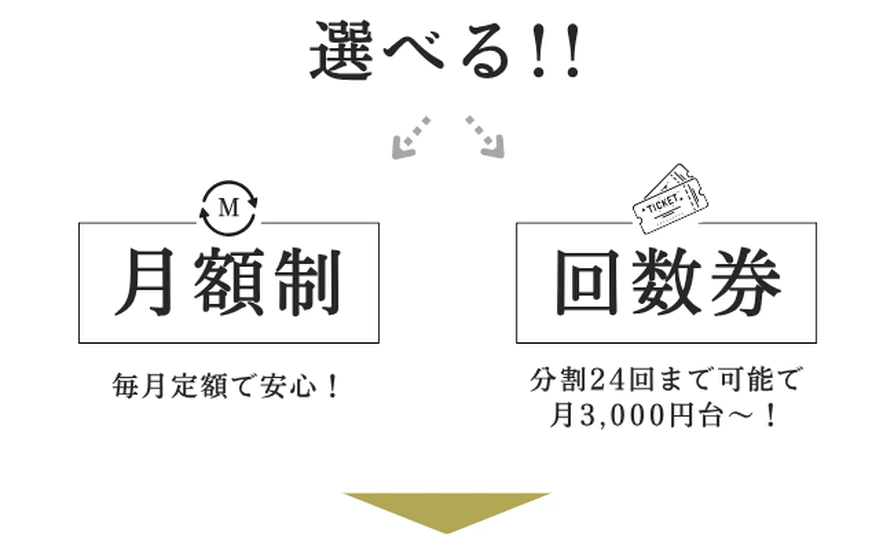 料金は月額制と回数券から選べる（月額制は毎月定額・回数券は分割24回まで月3,000円台から）