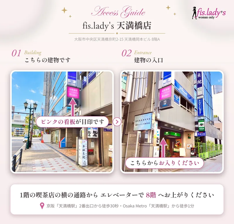 天満橋店の外観写真(建物と入口のご案内)